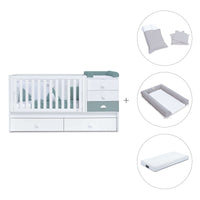 Lettino trasformabile 70x140 cm bianco/eucalipto · Sero Bubble Eucalyptus K554-M7757