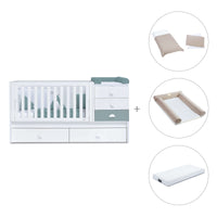 Lettino trasformabile 70x140 cm bianco/eucalipto · Sero Bubble Eucalyptus K554-M7757