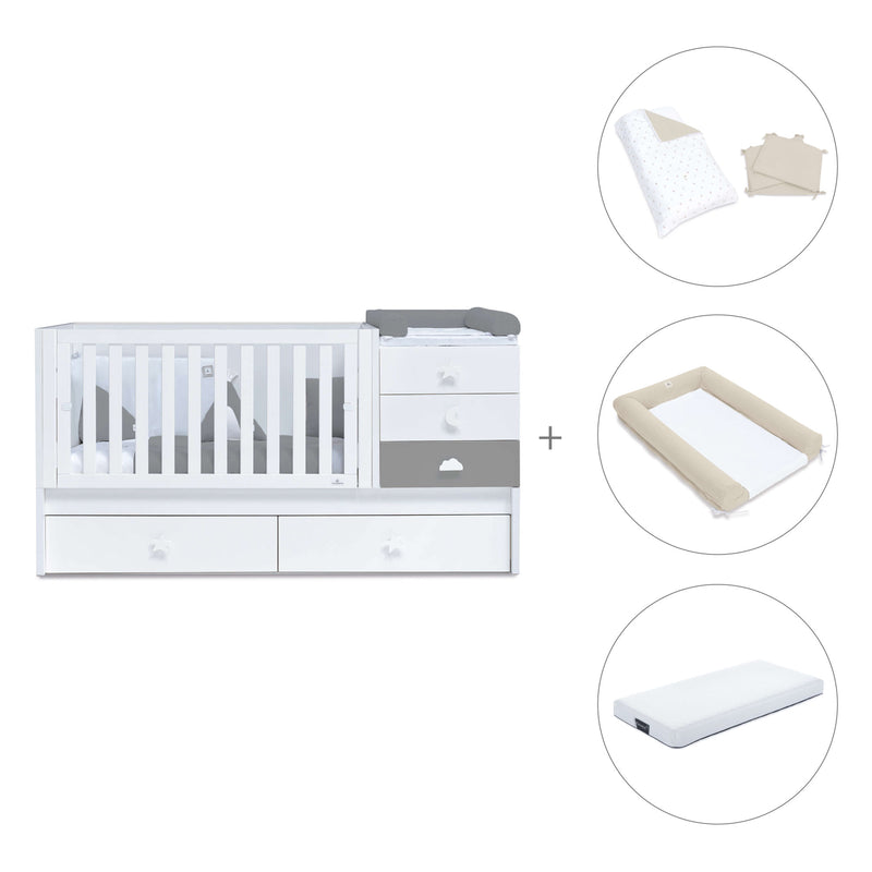 Lettino trasformabile 70x140 cm bianco/antracite · Sero Bubble Antracita K554-M7758