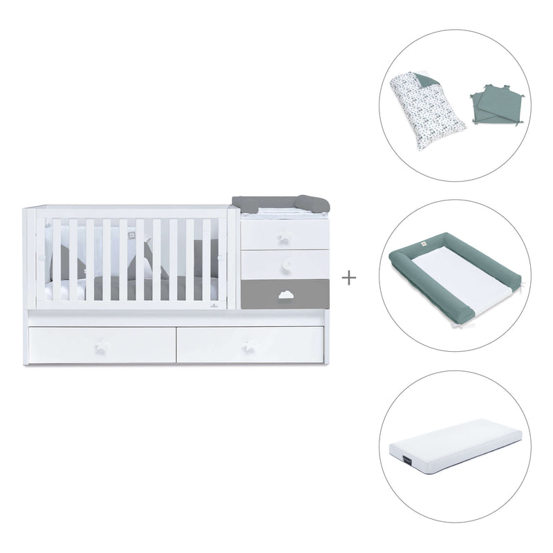 Lettino trasformabile 70x140 cm bianco/antracite · Sero Bubble Antracita K554-M7758