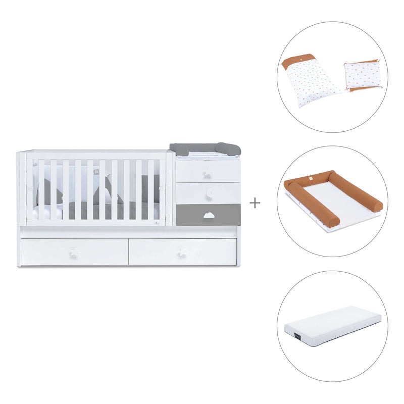 Lettino trasformabile 70x140 cm bianco/antracite · Sero Bubble Antracita K554-M7758