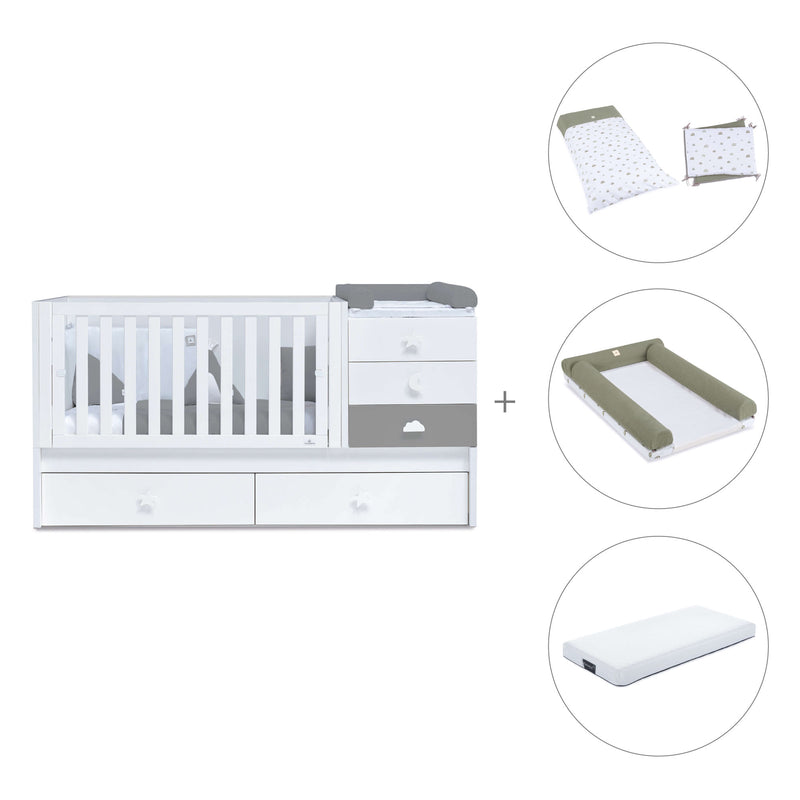 Lettino trasformabile 70x140 cm bianco/antracite · Sero Bubble Antracita K554-M7758