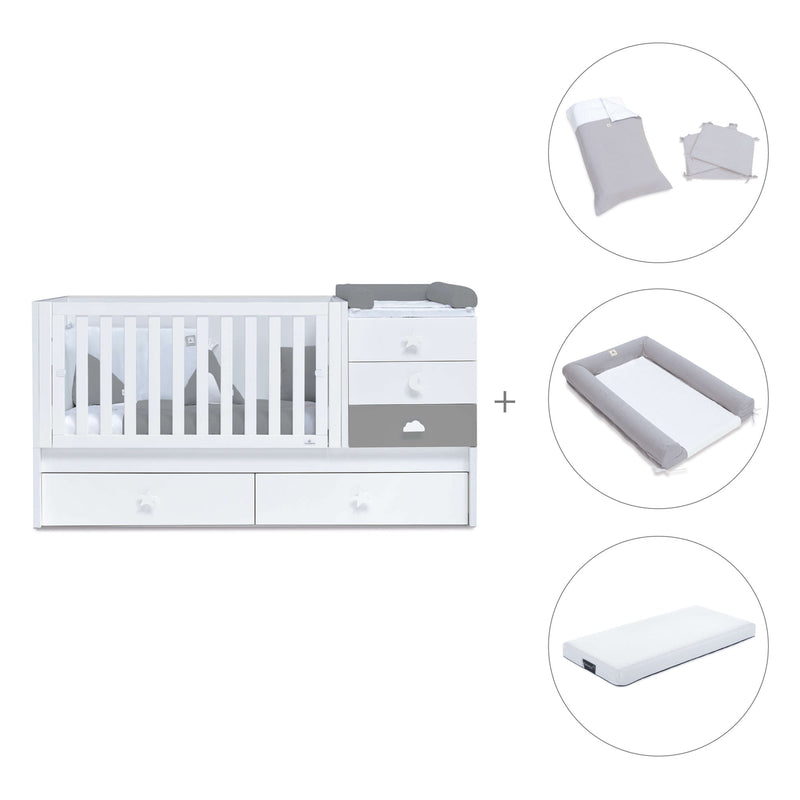 Lettino trasformabile 70x140 cm bianco/antracite · Sero Bubble Antracita K554-M7758