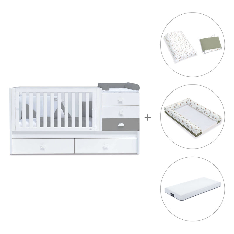 Lettino trasformabile 70x140 cm bianco/antracite · Sero Bubble Antracita K554-M7758