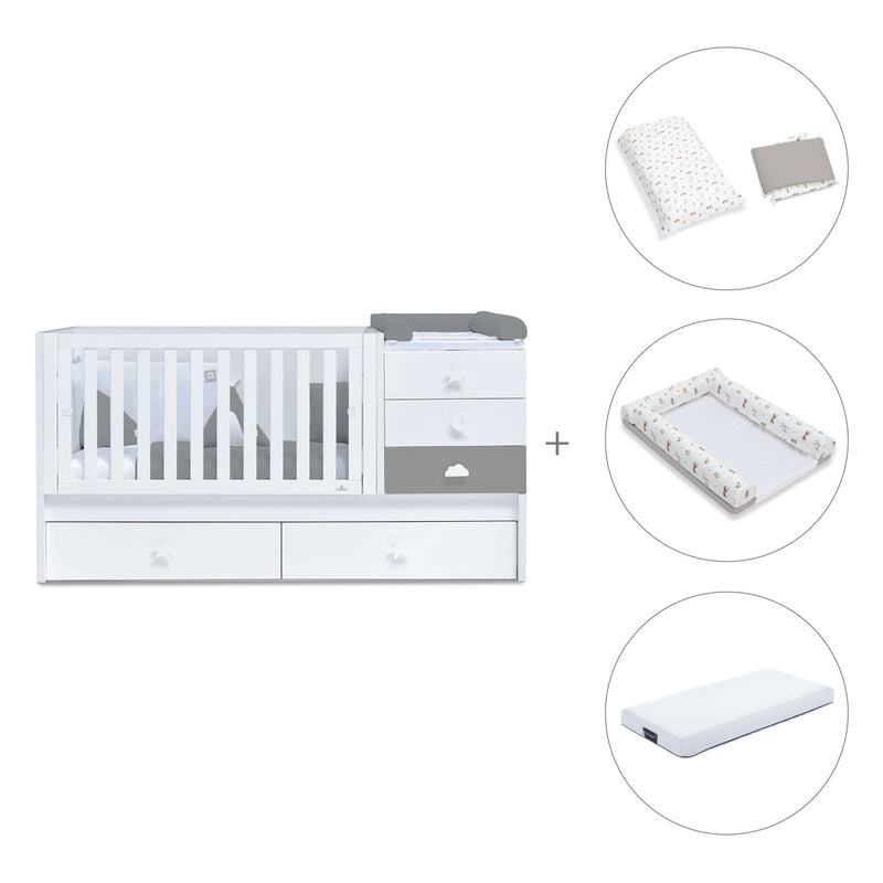 Lettino trasformabile 70x140 cm bianco/antracite · Sero Bubble Antracita K554-M7758