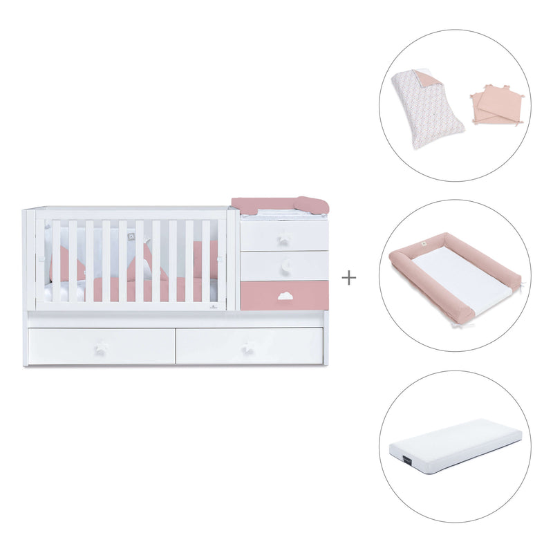 Lettino trasformabile 70x140 cm bianco/rosa · Sero Bubble Quarzo K554-M7759