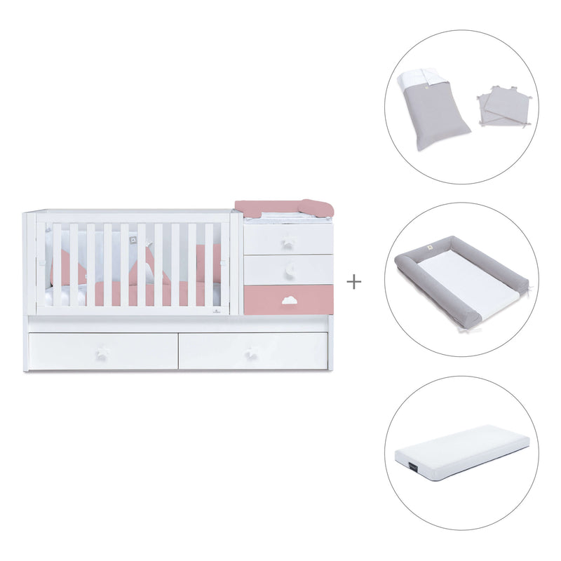 Lettino trasformabile 70x140 cm bianco/rosa · Sero Bubble Quarzo K554-M7759