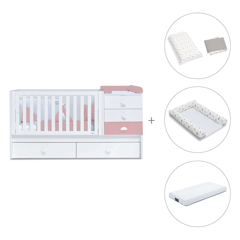 Lettino trasformabile 70x140 cm bianco/rosa · Sero Bubble Quarzo K554-M7759