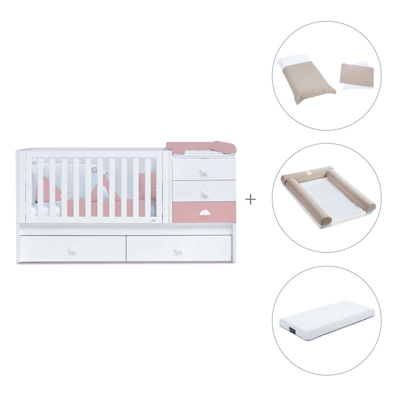 Lettino trasformabile 70x140 cm bianco/rosa · Sero Bubble Quarzo K554-M7759