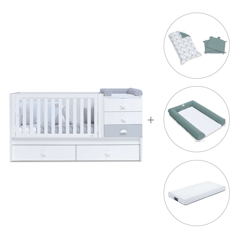 Lettino trasformabile 70x140 cm bianco/grigio · Sero Bubble K554-M7778