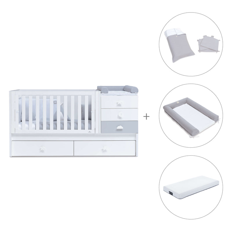 Lettino trasformabile 70x140 cm bianco/grigio · Sero Bubble K554-M7778