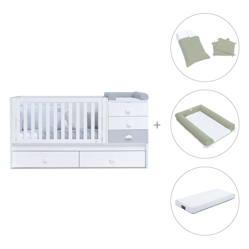 Lettino trasformabile 70x140 cm bianco/grigio · Sero Bubble K554-M7778