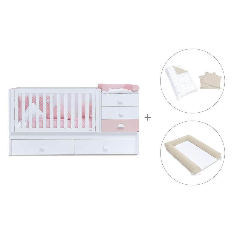 Lettino trasformabile 70x140 cm bianco/rosa · Sero Bubble K554-M7742