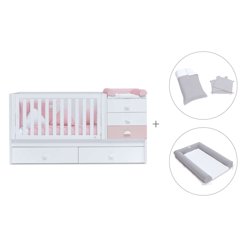 Lettino trasformabile 70x140 cm bianco/rosa · Sero Bubble K554-M7742