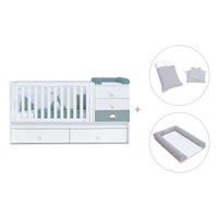 Lettino trasformabile 70x140 cm bianco/eucalipto · Sero Bubble Eucalyptus K554-M7757