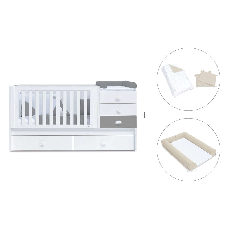 Lettino trasformabile 70x140 cm bianco/antracite · Sero Bubble Antracita K554-M7758