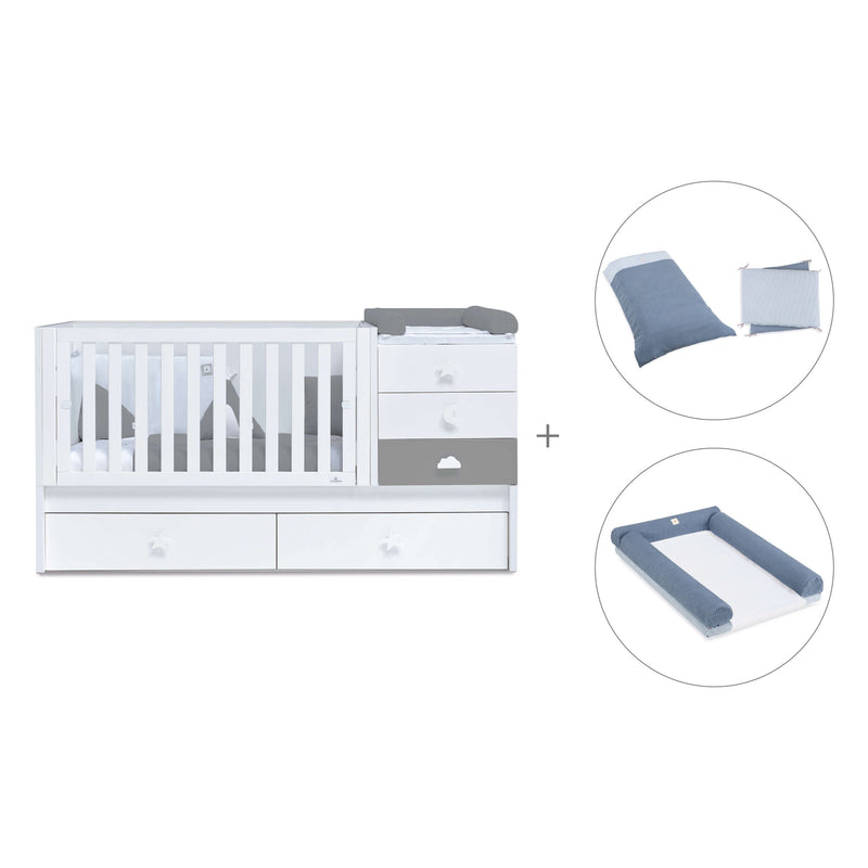 Lettino trasformabile 70x140 cm bianco/antracite · Sero Bubble Antracita K554-M7758