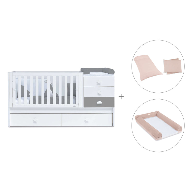 Lettino trasformabile 70x140 cm bianco/antracite · Sero Bubble Antracita K554-M7758