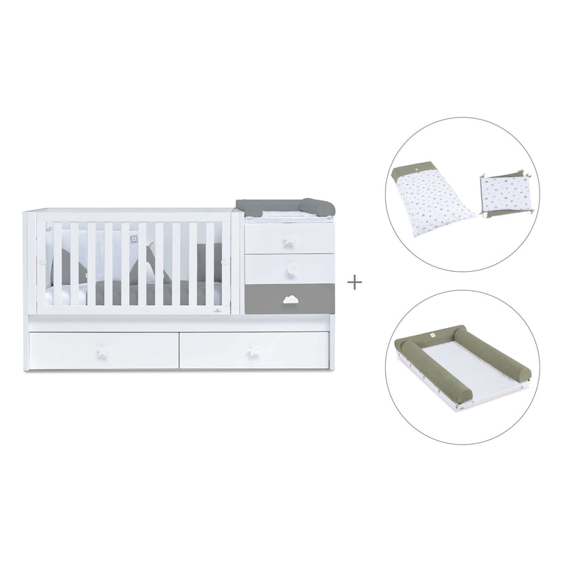 Lettino trasformabile 70x140 cm bianco/antracite · Sero Bubble Antracita K554-M7758