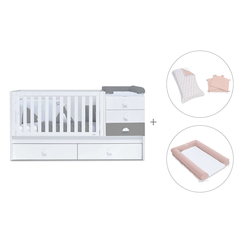 Lettino trasformabile 70x140 cm bianco/antracite · Sero Bubble Antracita K554-M7758