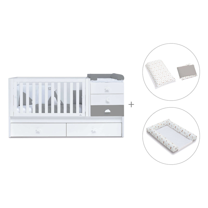 Lettino trasformabile 70x140 cm bianco/antracite · Sero Bubble Antracita K554-M7758