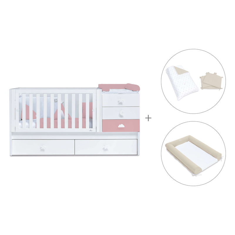 Lettino trasformabile 70x140 cm bianco/rosa · Sero Bubble Quarzo K554-M7759