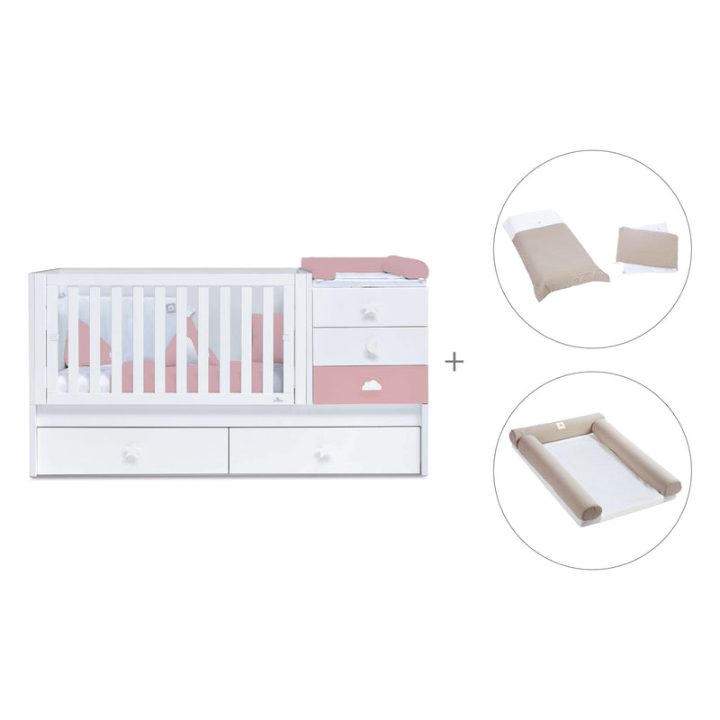 Lettino trasformabile 70x140 cm bianco/rosa · Sero Bubble Quarzo K554-M7759