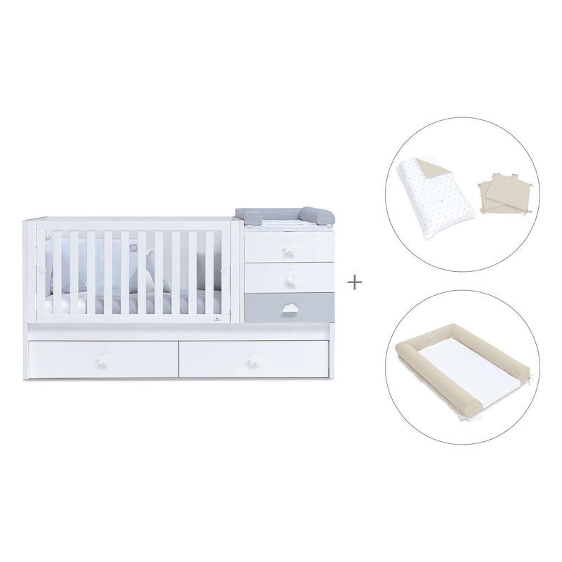 Lettino trasformabile 70x140 cm bianco/grigio · Sero Bubble K554-M7778