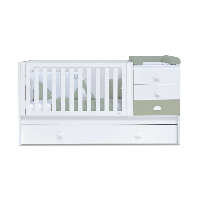 Lettino trasformabile 70x140 cm bianco/verde-oliva · Sero Bubble Erba K554-M7756