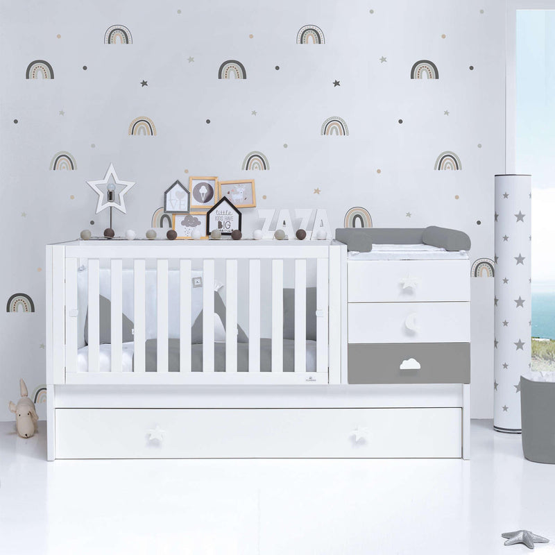 Lettino trasformabile 70x140 cm bianco/antracite · Sero Bubble Antracita K554-M7758