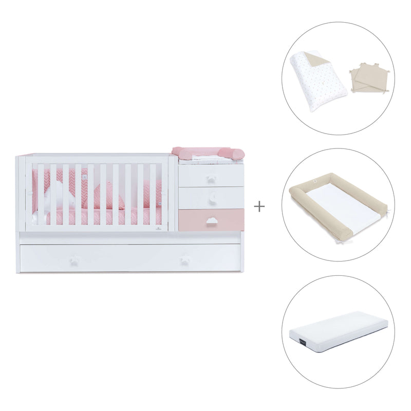 Lettino trasformabile 70x140 cm bianco/rosa · Sero Bubble K554-M7742