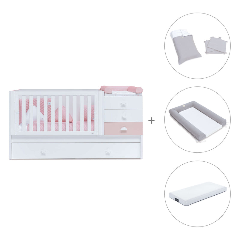 Lettino trasformabile 70x140 cm bianco/rosa · Sero Bubble K554-M7742