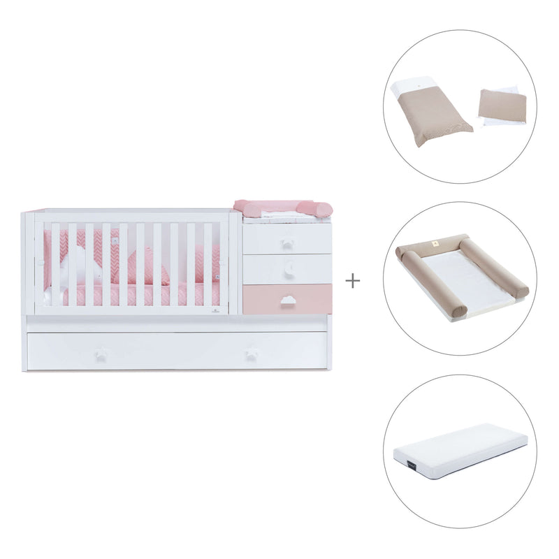 Lettino trasformabile 70x140 cm bianco/rosa · Sero Bubble K554-M7742