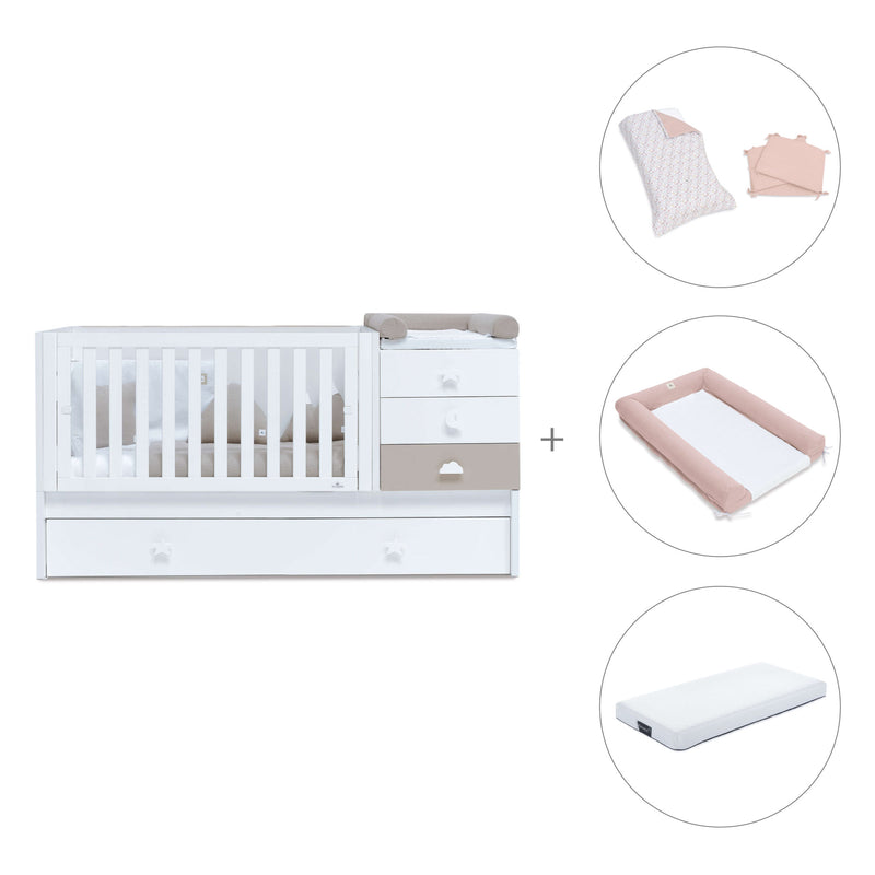 Lettino trasformabile 70x140 cm bianco/beige · Sero Bubble K554-M7753