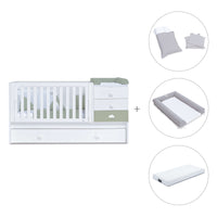 Lettino trasformabile 70x140 cm bianco/verde-oliva · Sero Bubble Erba K554-M7756