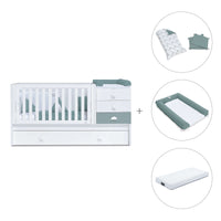 Lettino trasformabile 70x140 cm bianco/eucalipto · Sero Bubble Eucalyptus K554-M7757