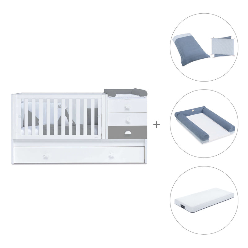 Lettino trasformabile 70x140 cm bianco/antracite · Sero Bubble Antracita K554-M7758