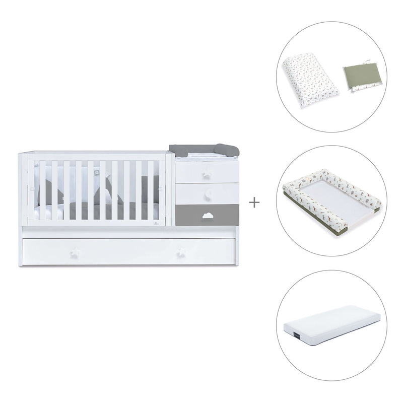 Lettino trasformabile 70x140 cm bianco/antracite · Sero Bubble Antracita K554-M7758