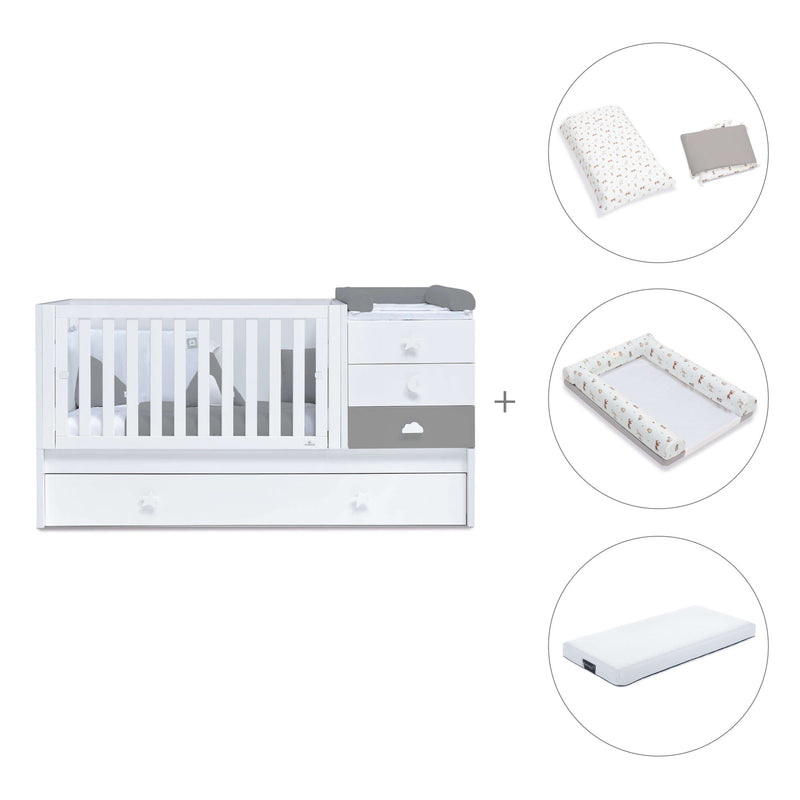 Lettino trasformabile 70x140 cm bianco/antracite · Sero Bubble Antracita K554-M7758