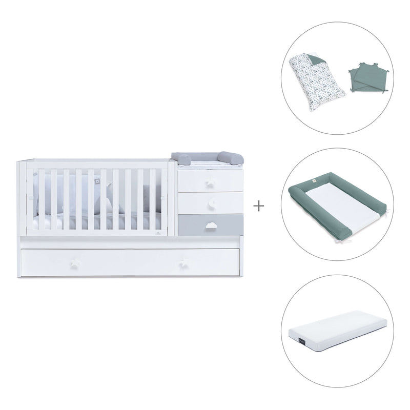 Lettino trasformabile 70x140 cm bianco/grigio · Sero Bubble K554-M7778