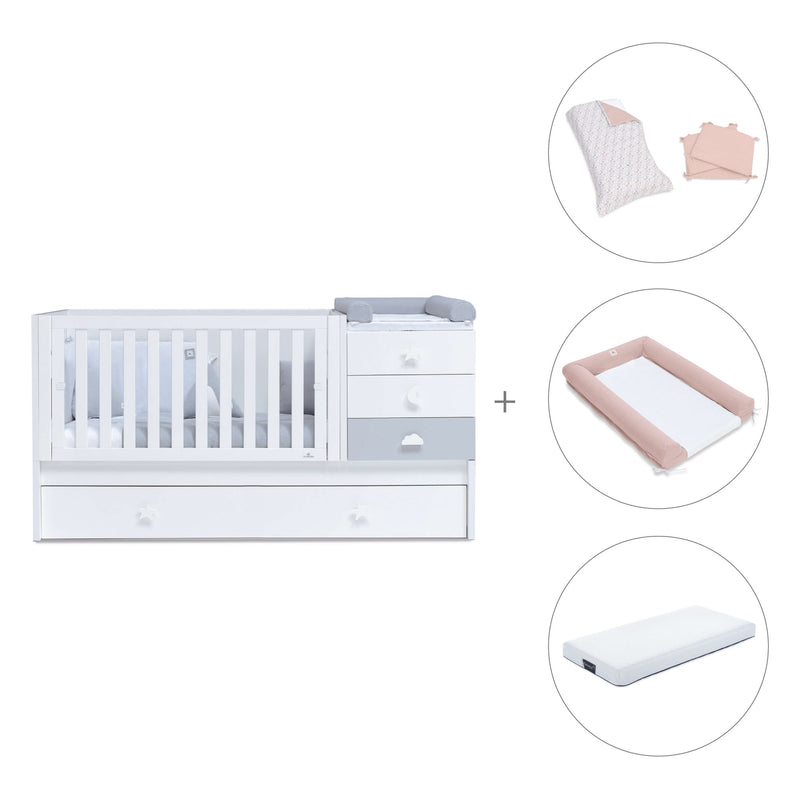 Lettino trasformabile 70x140 cm bianco/grigio · Sero Bubble K554-M7778