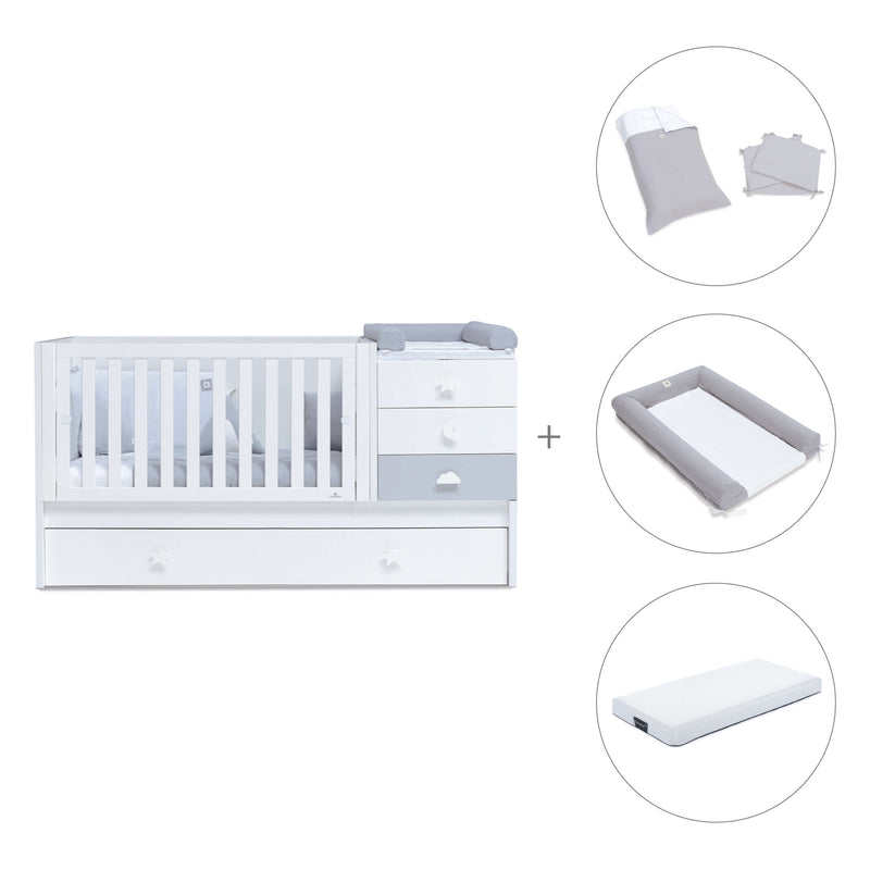 Lettino trasformabile 70x140 cm bianco/grigio · Sero Bubble K554-M7778