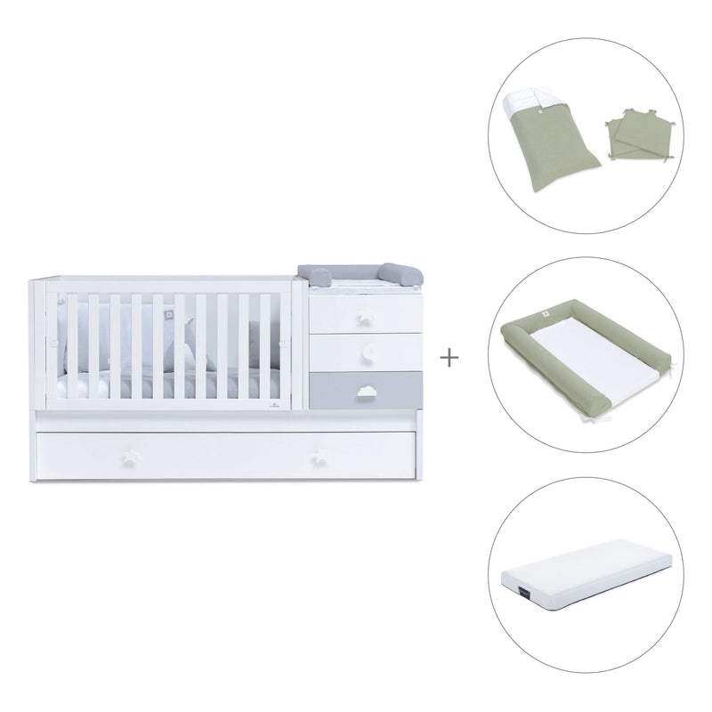 Lettino trasformabile 70x140 cm bianco/grigio · Sero Bubble K554-M7778