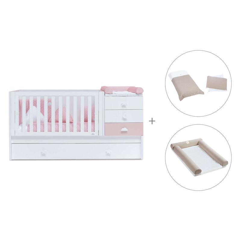 Lettino trasformabile 70x140 cm bianco/rosa · Sero Bubble K554-M7742