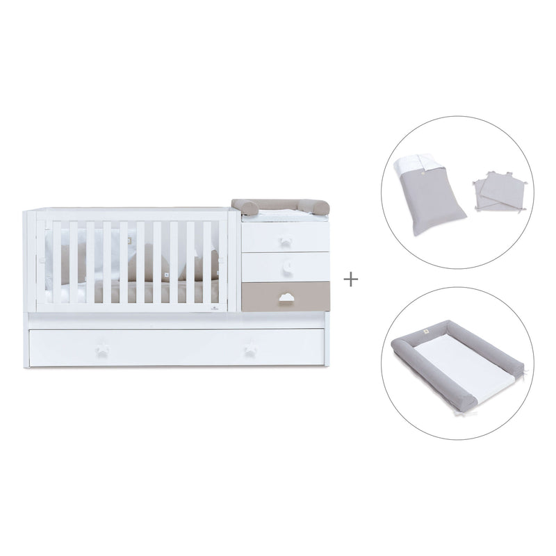 Lettino trasformabile 70x140 cm bianco/beige · Sero Bubble K554-M7753