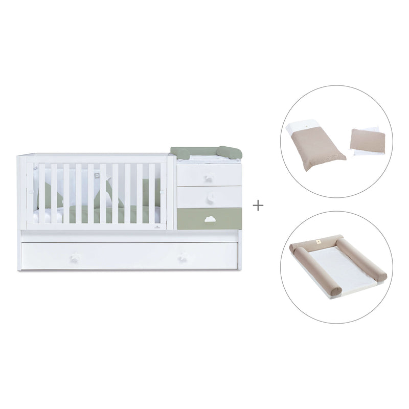 Lettino trasformabile 70x140 cm bianco/verde-oliva · Sero Bubble Erba K554-M7756