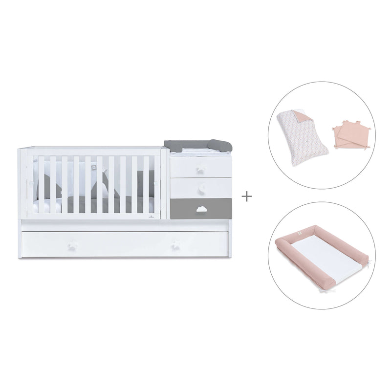 Lettino trasformabile 70x140 cm bianco/antracite · Sero Bubble Antracita K554-M7758