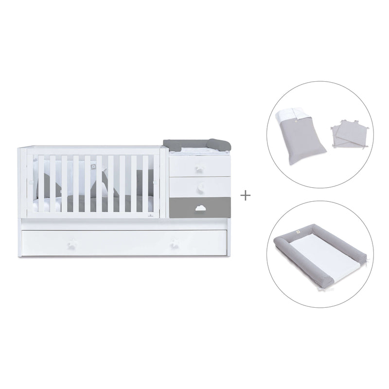 Lettino trasformabile 70x140 cm bianco/antracite · Sero Bubble Antracita K554-M7758