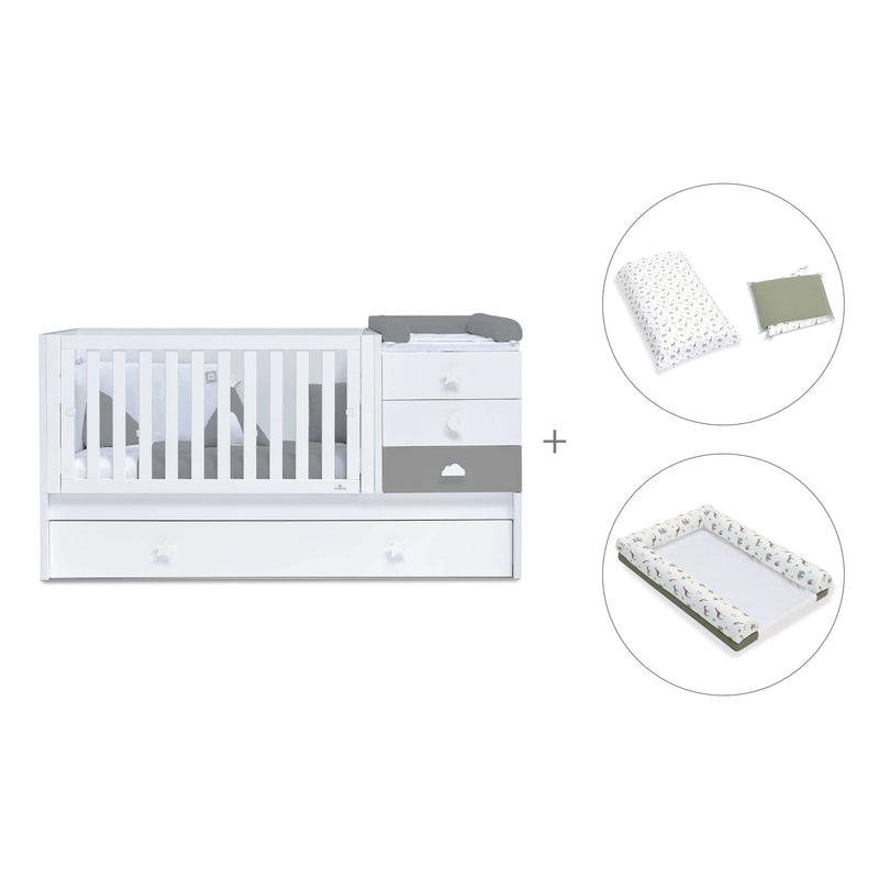 Lettino trasformabile 70x140 cm bianco/antracite · Sero Bubble Antracita K554-M7758