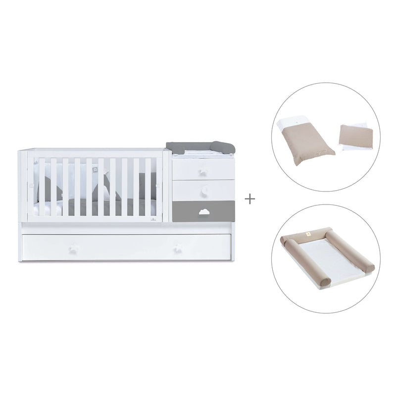 Lettino trasformabile 70x140 cm bianco/antracite · Sero Bubble Antracita K554-M7758